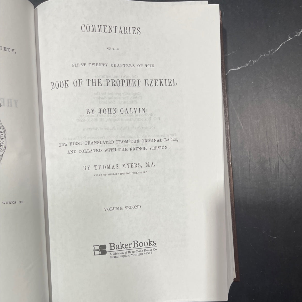 commentaries on the first twenty chapters of the book of the prophet ezekiel book, by john calvin, 2003 Hardcover