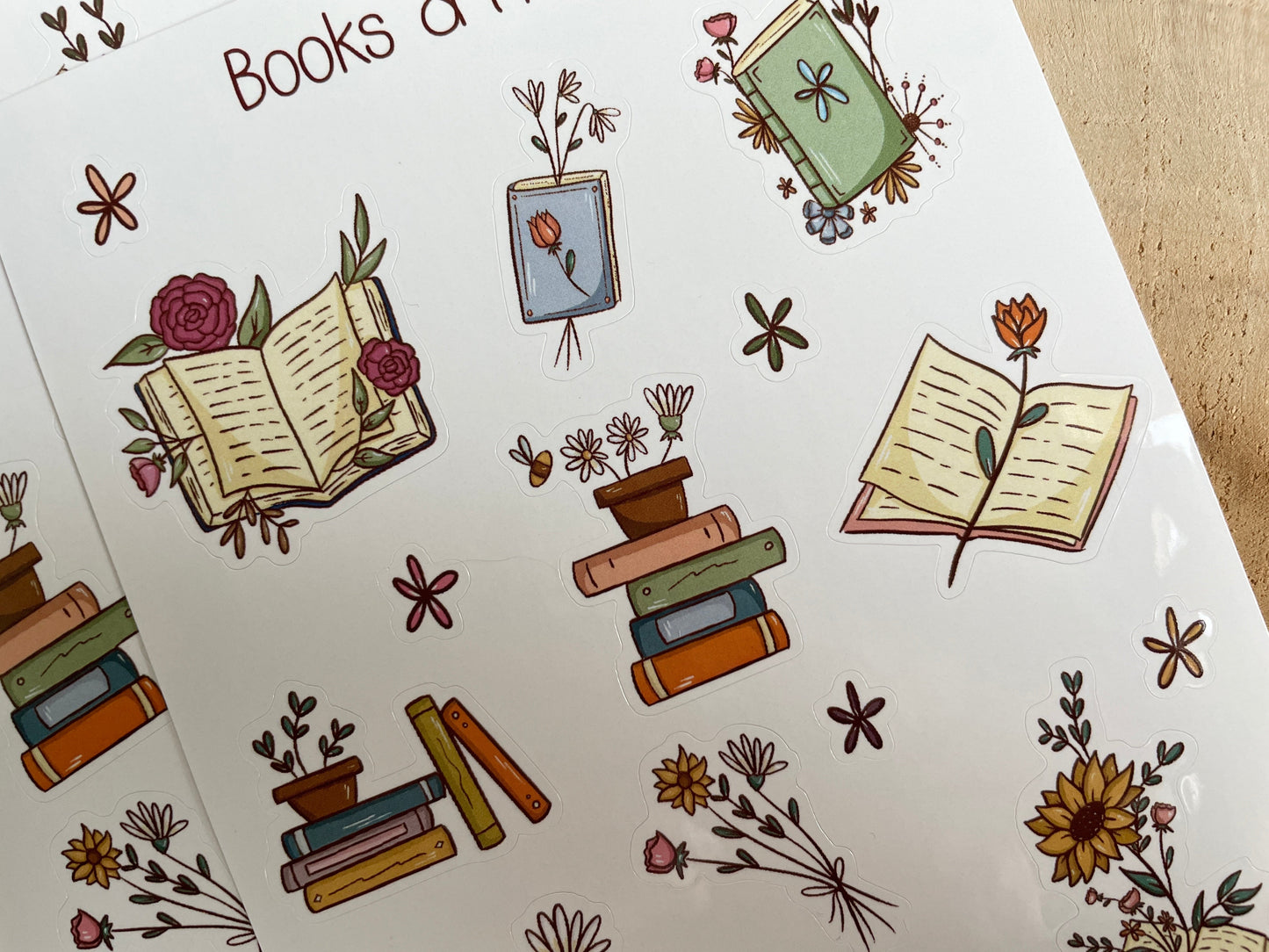 Books & Flowers Sticker Sheet